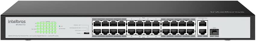 Switch 24 Portas Fast Ethernet PoE SFP SF 2421 Preto Intelbras