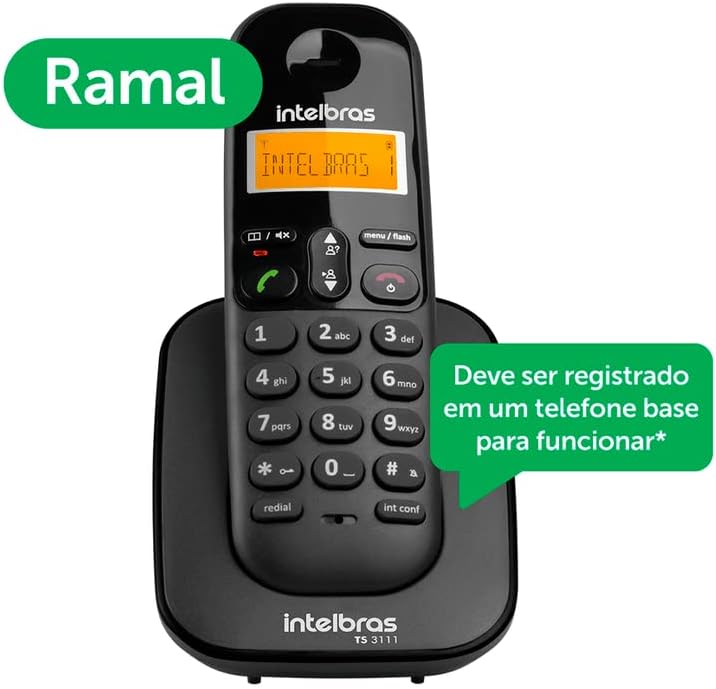 Telefone Digital Sem Fio TS 3110 Branco e Preto Intelbras