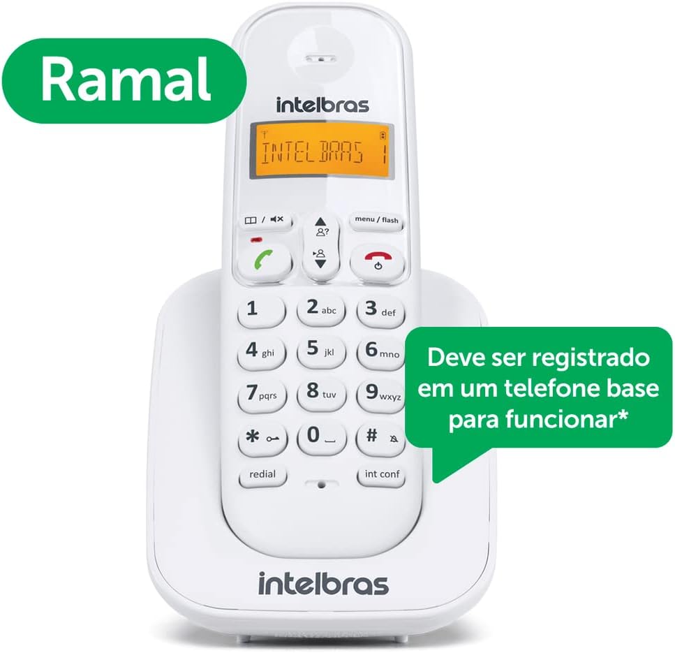 Telefone Digital Sem Fio TS 3110 Branco e Preto Intelbras