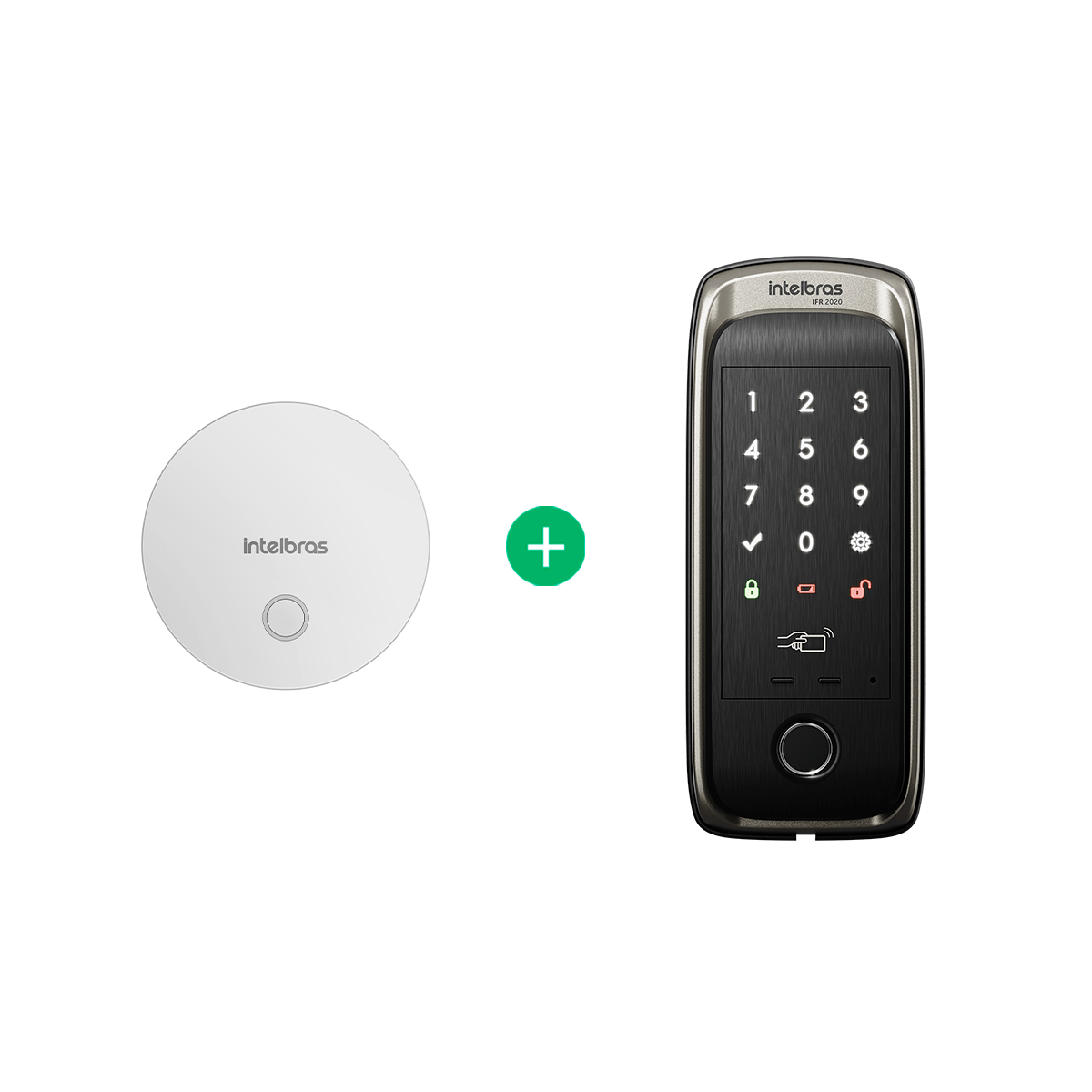 Kit Fechadura Smart de Sobrepor IFR 2020 + Hub de Automação Smart Intelbras IZY ICA 1001