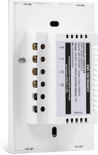 Interruptor Touch Inteligente Compatível Com Alexa Com 2 Teclas EWS 1002 Branco Intelbras