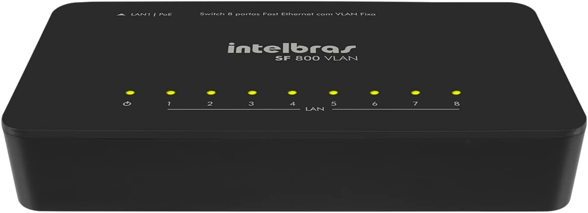Switch 8 Portas Intelbras Fast Ethernet SF 800 VLAN Preto