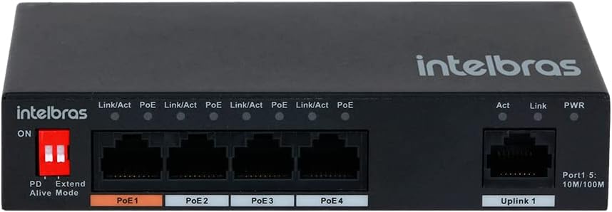 Switch 5 Portas Fast com 4 Portas POE SF 500 HI SKD Preto Intelbras