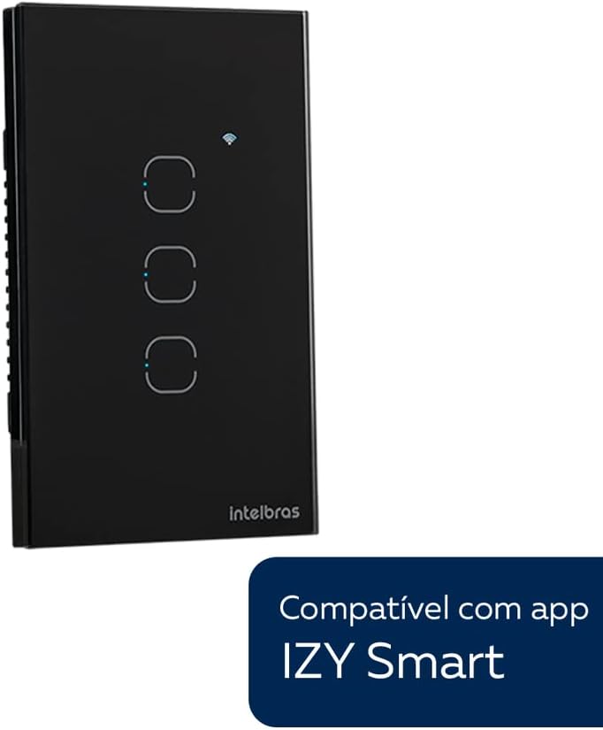 Interruptor Touch Inteligente Compatível Com Alexa Com 3 Teclas EWS 1003 Preto Intelbras