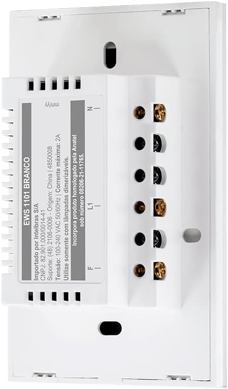 Interruptor Touch Inteligente Compatível Com Alexa Com 2 Teclas EWS 1002 Branco Intelbras