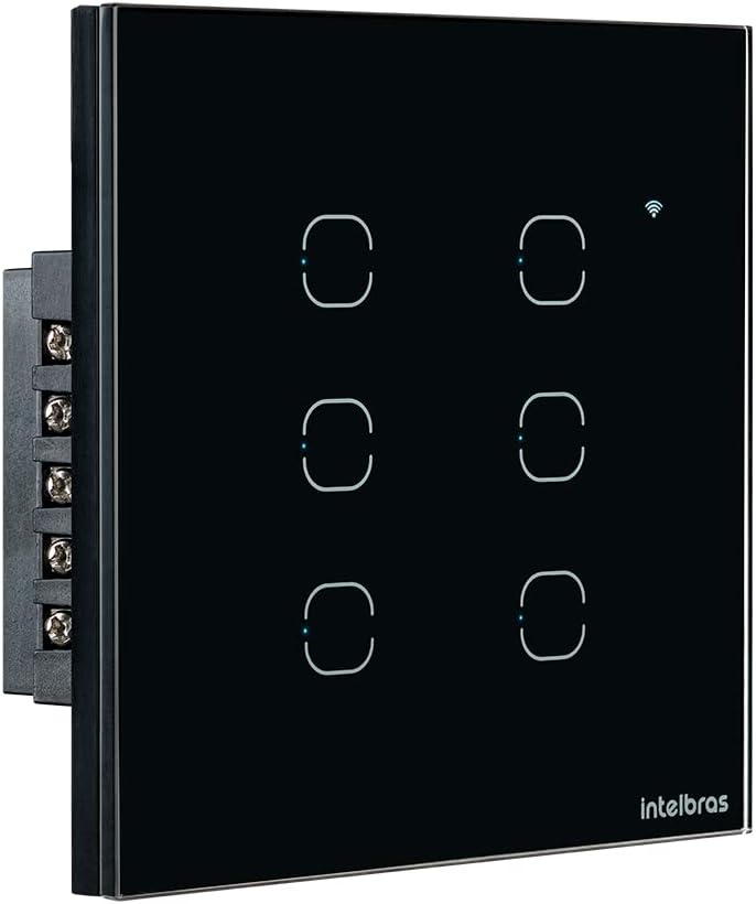 Interruptor Touch Inteligente Compatível Com Alexa Com 3 Teclas EWS 1003 Preto Intelbras