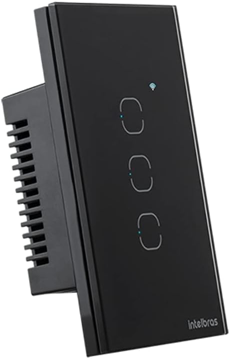 Interruptor Touch Inteligente Compatível Com Alexa Com 3 Teclas EWS 1003 Preto Intelbras