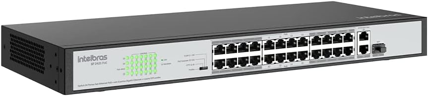 Switch 24 Portas Fast Ethernet PoE SFP SF 2421 Preto Intelbras