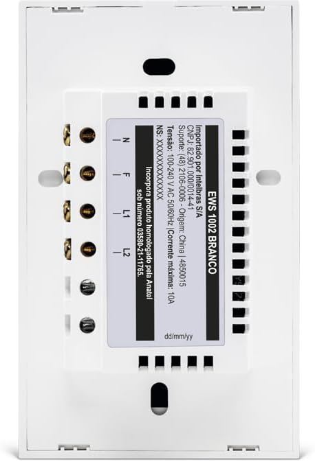 Interruptor Touch Inteligente Compatível Com Alexa Com 3 Teclas EWS 1003 Preto Intelbras