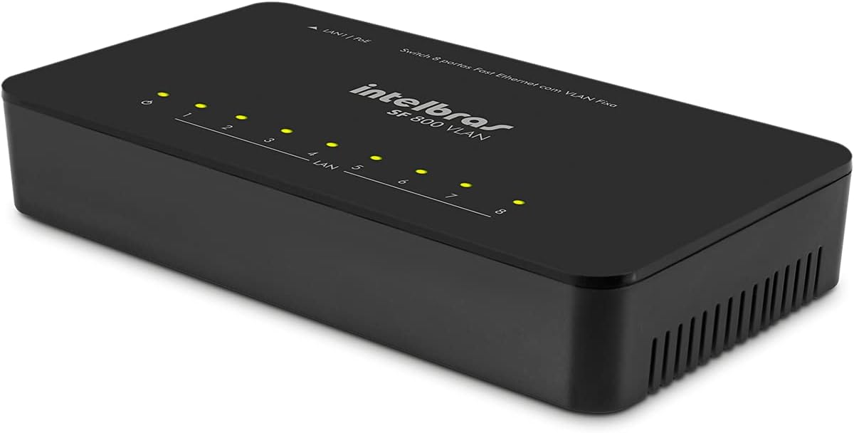 Switch 8 Portas Intelbras Fast Ethernet SF 800 VLAN Preto