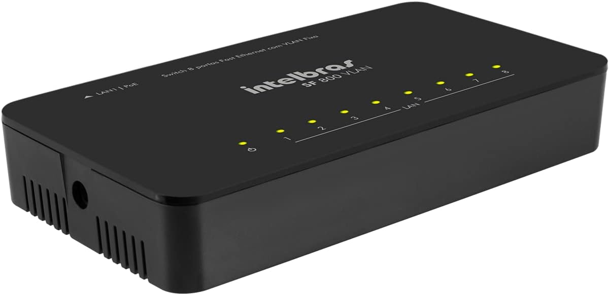 Switch 8 Portas Intelbras Fast Ethernet SF 800 VLAN Preto