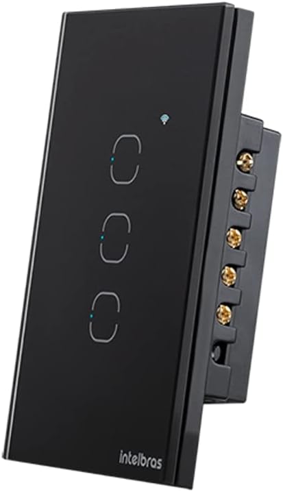 Interruptor Touch Inteligente Compatível Com Alexa Com 3 Teclas EWS 1003 Preto Intelbras