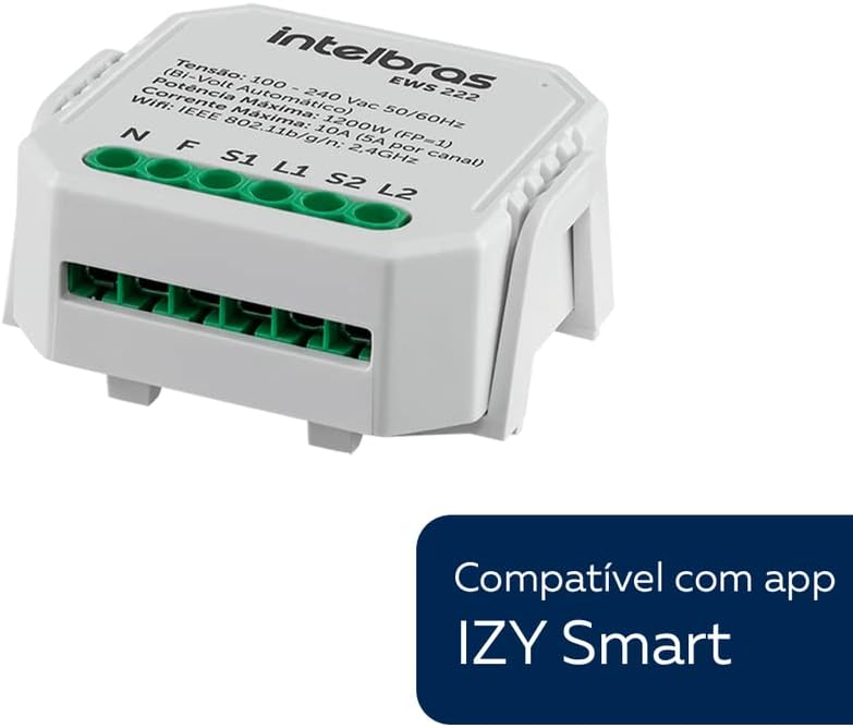 Interruptor Inteligente Smart Intelbras Controlador de Cargas Wifi 2/2 EWS 222 Branco