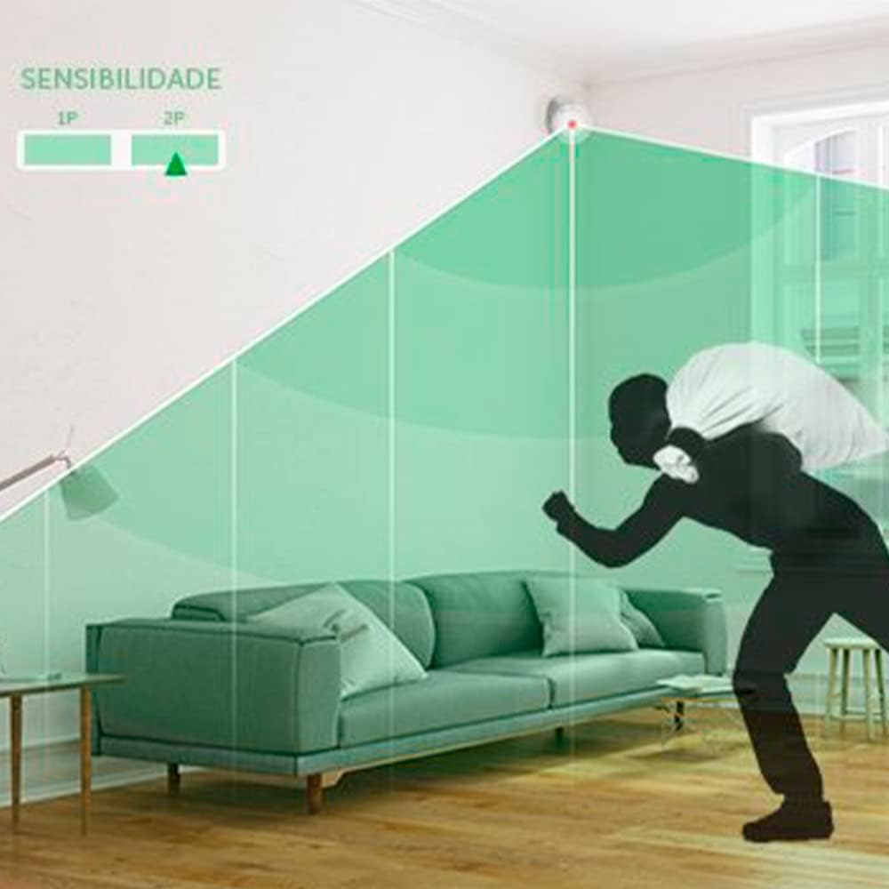Sensor Infravermelho Passivo com Fio Intelbras Ivp3000 CF Cobertura com Ângulo de 115° e Alcance de 12m