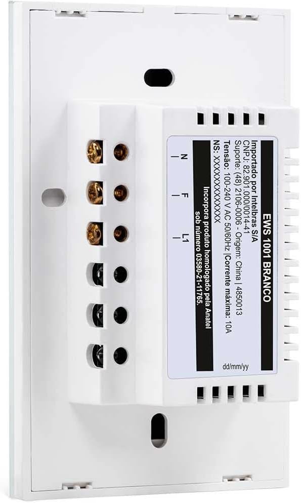 Interruptor Touch Inteligente Compatível Com Alexa Com 2 Teclas EWS 1002 Branco Intelbras