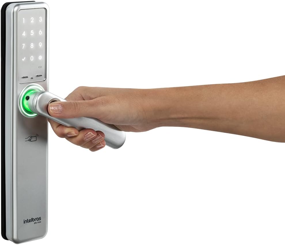 Fechadura Smart de Embutir Com Maçaneta Compatível com Alexa IFR 7000 Branco Intelbras