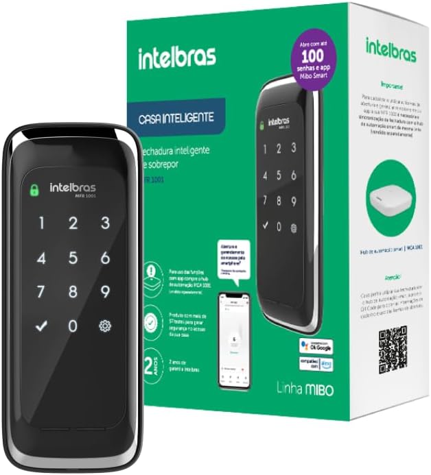 Fechadura Inteligente de Sobrepor MFR 1001 Preto Intelbras