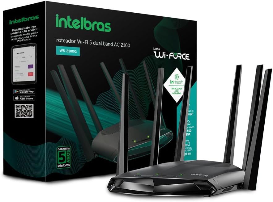 Roteador Wi-Fi 5 Wi-Force W5-2100G Preto Intelbras