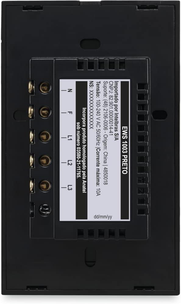 Interruptor Touch Inteligente Compatível Com Alexa Com 2 Teclas EWS 1002 Branco Intelbras