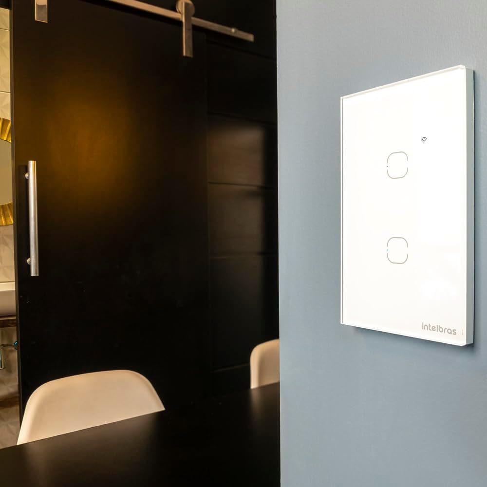 Interruptor Touch Inteligente Compatível Com Alexa Com 2 Teclas EWS 1002 Branco Intelbras