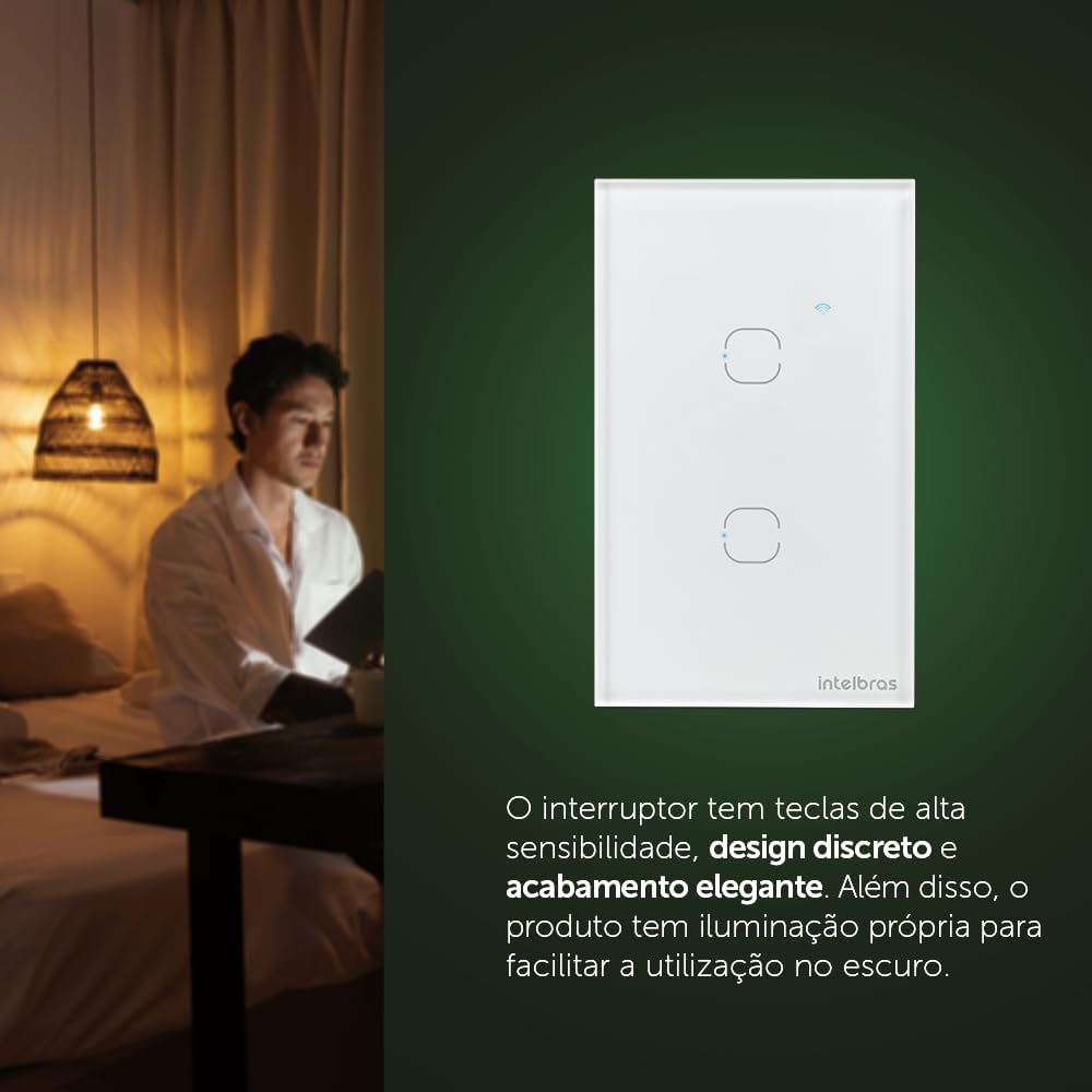 Interruptor Touch Inteligente Compatível Com Alexa Com 3 Teclas EWS 1003 Preto Intelbras