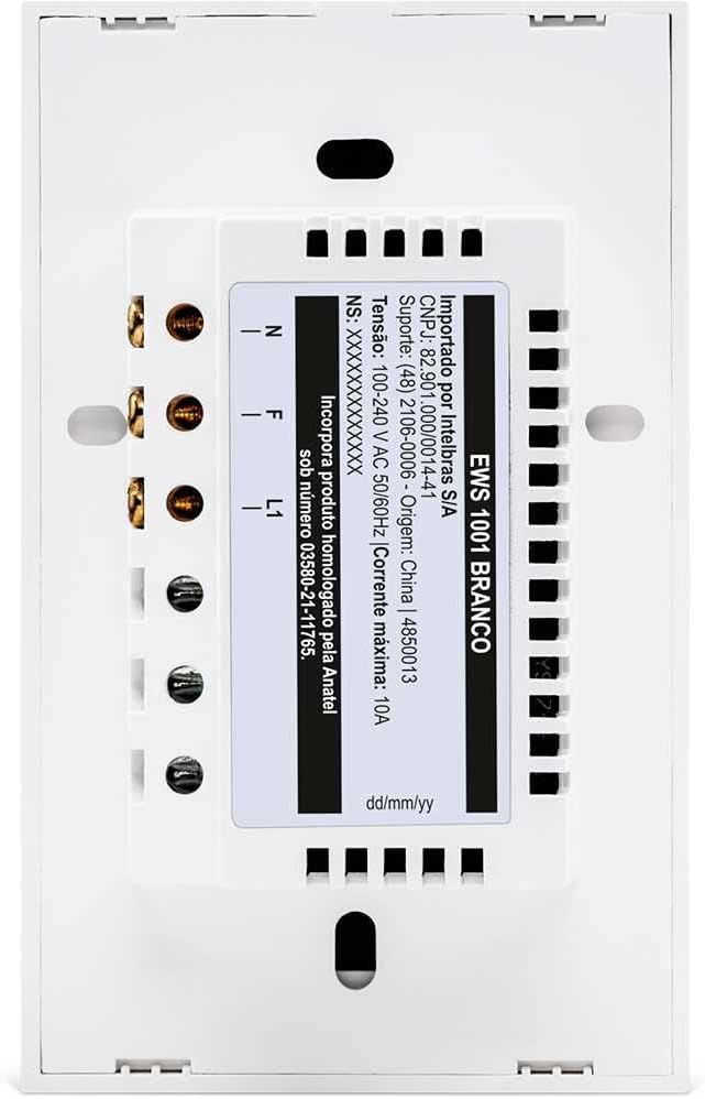 Interruptor Touch Inteligente Compatível Com Alexa Com 2 Teclas EWS 1002 Branco Intelbras