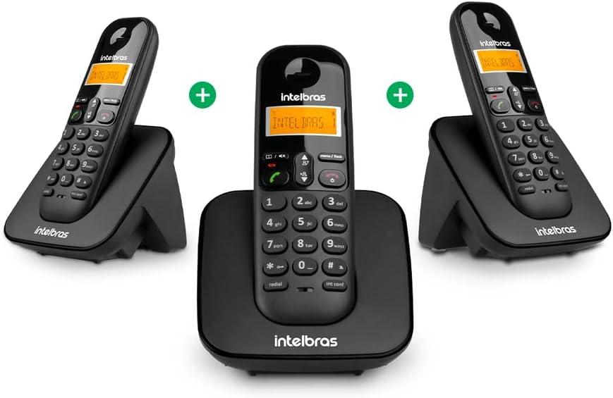 Telefone Digital Sem Fio TS 3110 Branco e Preto Intelbras