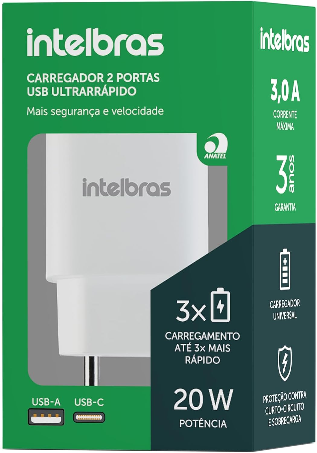 Fonte de Alimentação AC/DC Fonte USB EC 11 Power 20W Branco Intelbras
