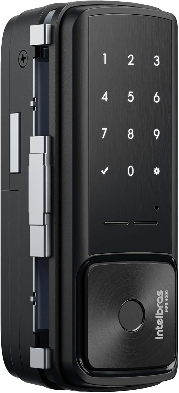 Fechadura Inteligente de Sobrepor Para Portas de Vidro MFR 4000 Preto Intelbras