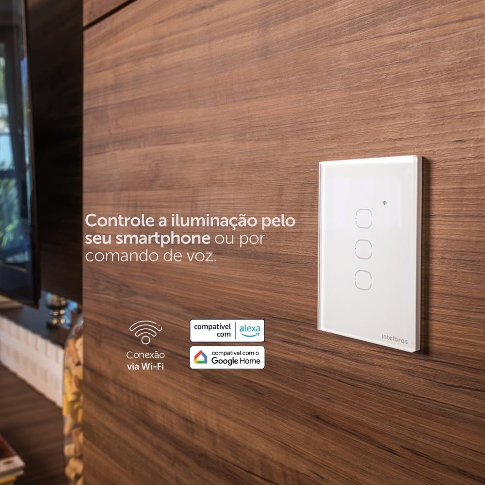 Interruptor Touch Inteligente Compatível Com Alexa Com 2 Teclas EWS 1002 Branco Intelbras