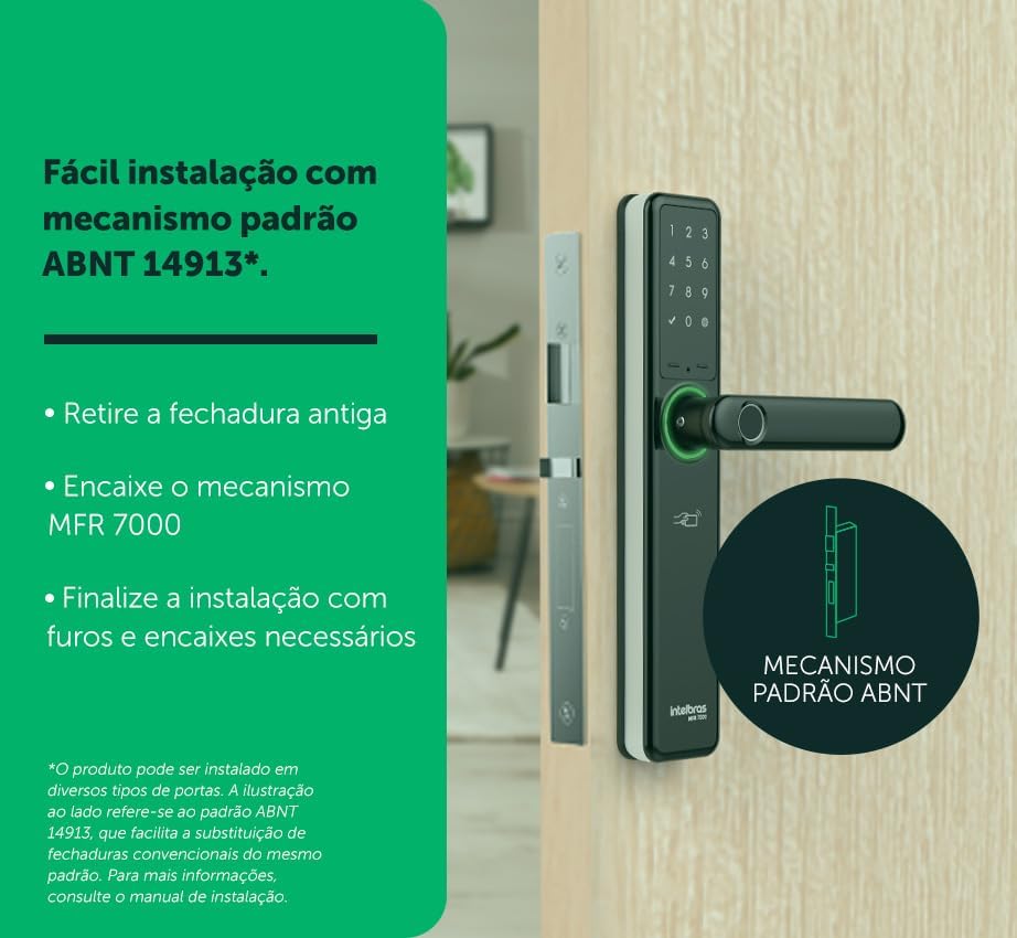 Fechadura Inteligente de Embutir com Maçaneta MFR 7000 Prata Intelbras