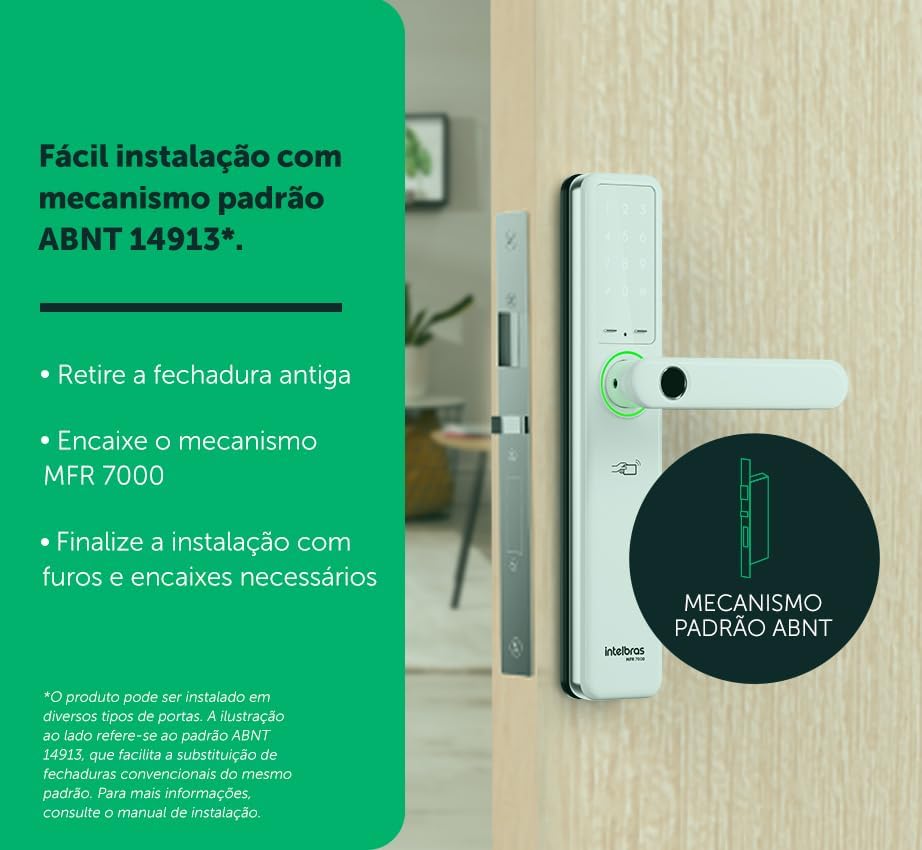 Fechadura Inteligente de Embutir com Maçaneta MFR 7000 Prata Intelbras
