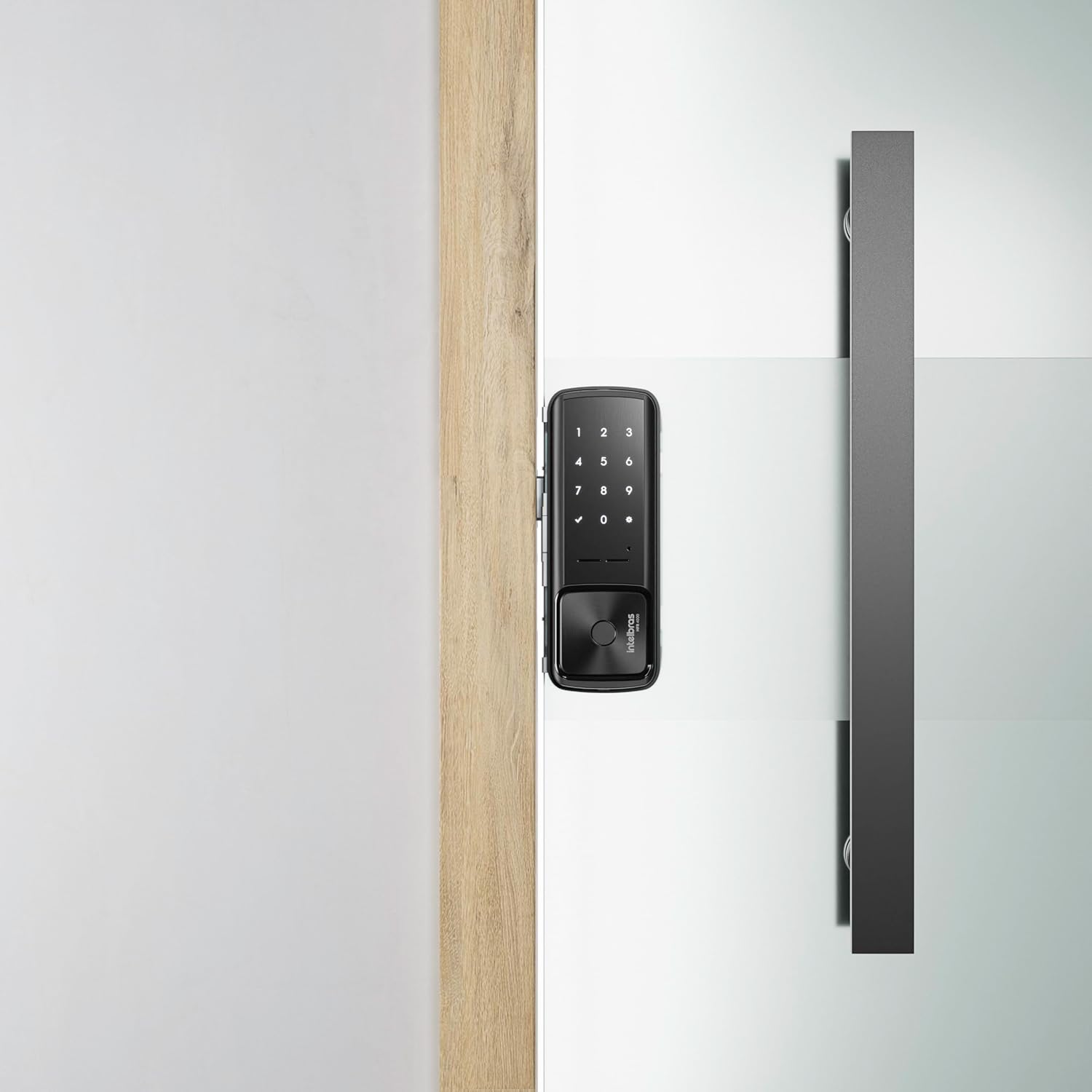 Fechadura Inteligente de Sobrepor Para Portas de Vidro MFR 4000 Preto Intelbras